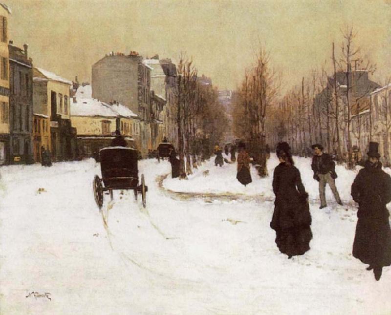 Norbert Goeneutte The Boulevard de Clichy Under Snow France oil painting art
